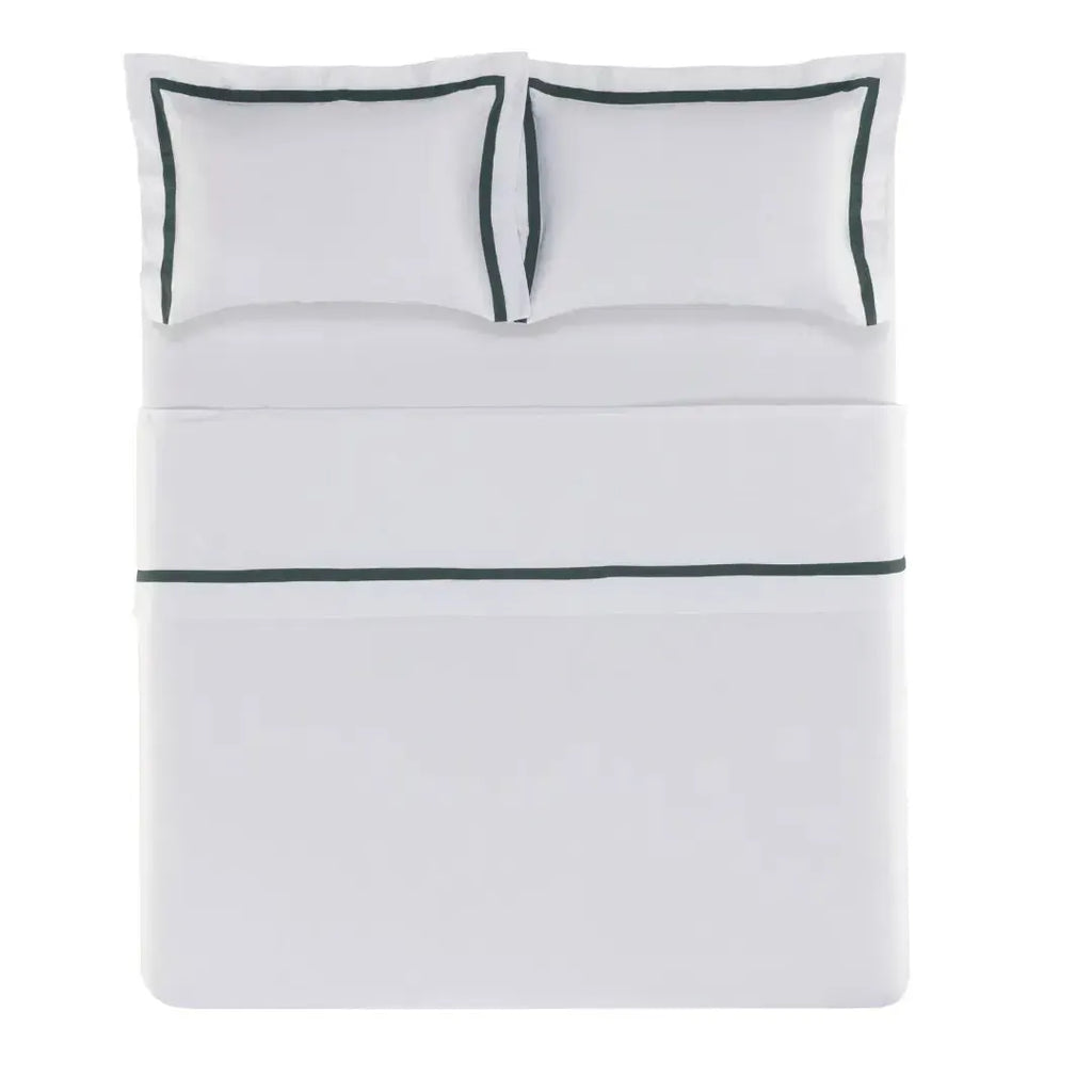 Jogo de Cama Casal Vercelli 4 Pçs 300 Fios 100% Algodão Egípcio Branco / Fogli Trussardi