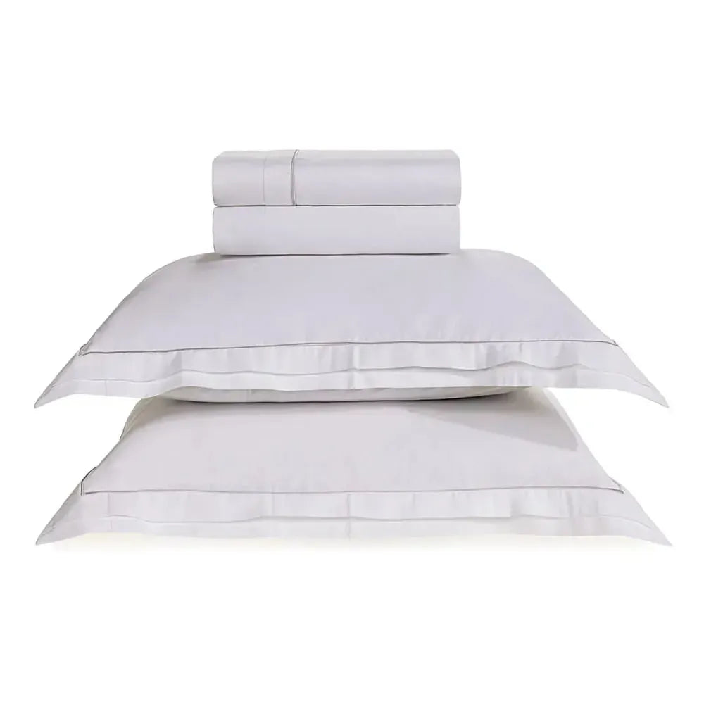 Jogo de Cama Queen Branco 4 Pçs 300 Fios Cetim 100% Algodão Egípcio Doppio Trussardi