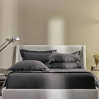 Jogo de Cama Queen Doppio 4 Pçs 300 Fios Cetim 100% Algodão Egípcio Chumbo Trussardi