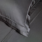 Jogo de Cama Queen Doppio 4 Pçs 300 Fios Cetim 100% Algodão Egípcio Chumbo Trussardi