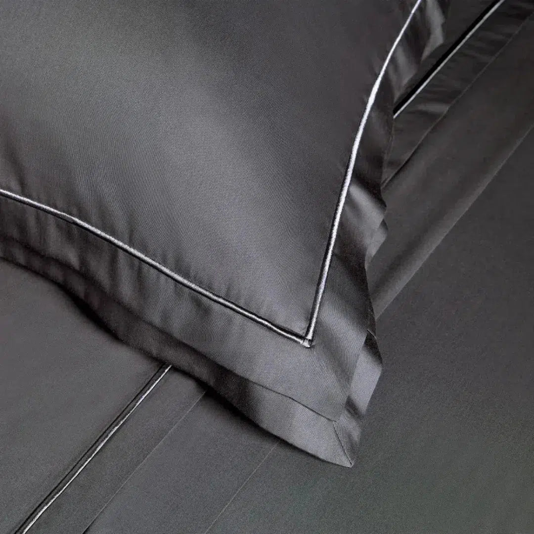 Jogo de Cama Queen Doppio 4 Pçs 300 Fios Cetim 100% Algodão Egípcio Chumbo Trussardi