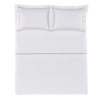 Jogo de Cama Queen Figoli 4 Pçs 200 Fios Percal 100% Algodão Branco / Legno Trussardi