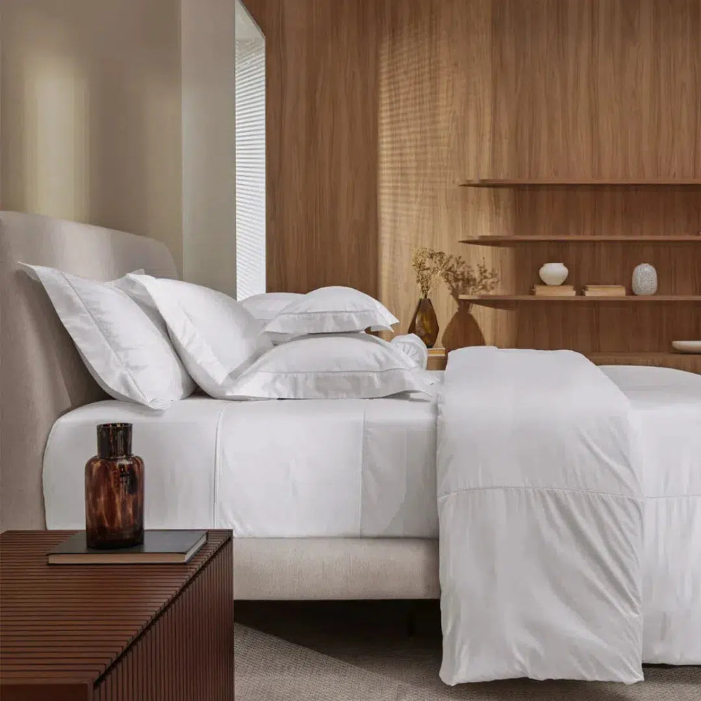 Jogo de Cama Queen Firmiano 4 Pçs 1000 Fios Cetim 100% Algodão Egípcio Branco Trussardi