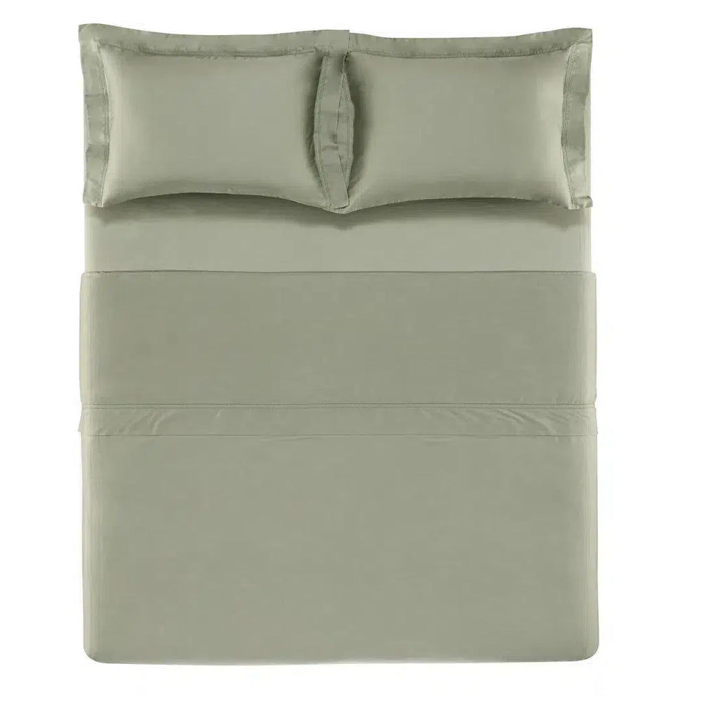 Jogo de Cama Casal Galieno 4 Pçs 300 Fios Cetim 100% Algodão Egípcio Pistacchio Trussardi