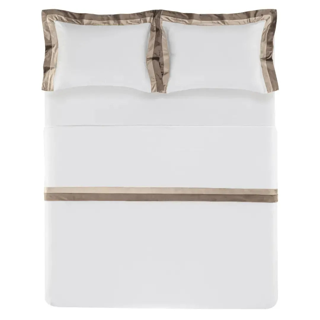 Jogo de Cama Queen Giuliano 4 Pçs 300 Fios Cetim 100% Algodão Egípcio Legno / Nocciola Trussardi