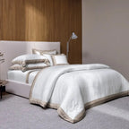 Jogo de Cama Queen Giuliano 4 Pçs 300 Fios Cetim 100% Algodão Egípcio Legno / Nocciola Trussardi