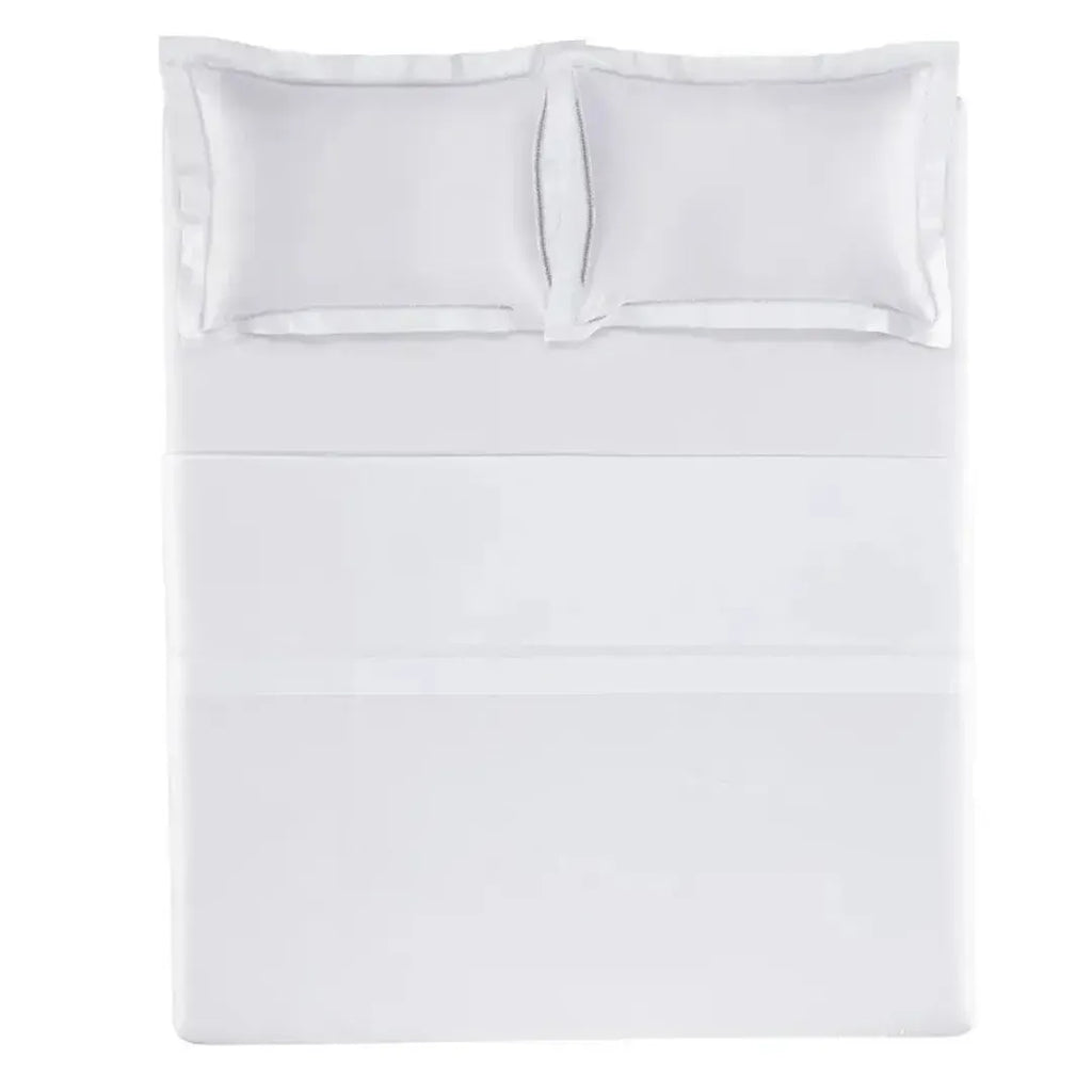 Jogo de Cama Queen Medici 4 Pçs 600 Fios Cetim 100% Algodão Egípcio Branco Trussardi