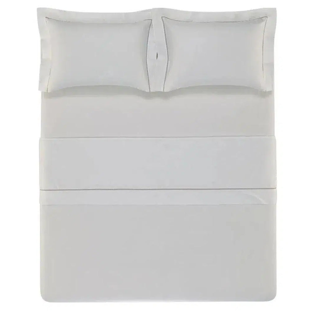 Jogo de Cama Casal Portello 4 Pçs 300 Fios 100% Algodão Egípcio Branco / Legno Trussardi