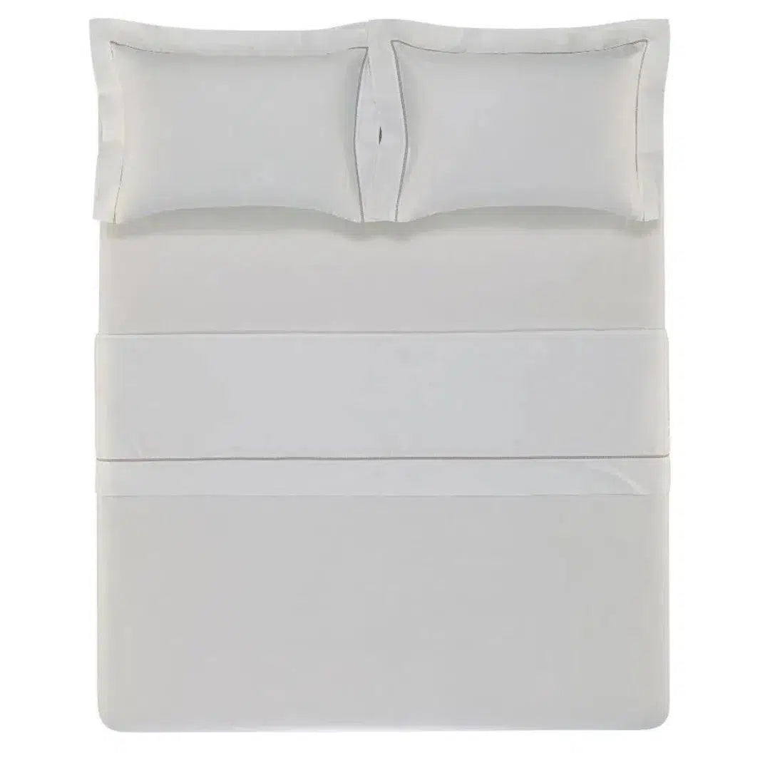 Jogo de Cama Casal Portello 4 Pçs 300 Fios 100% Algodão Egípcio Branco / Legno Trussardi