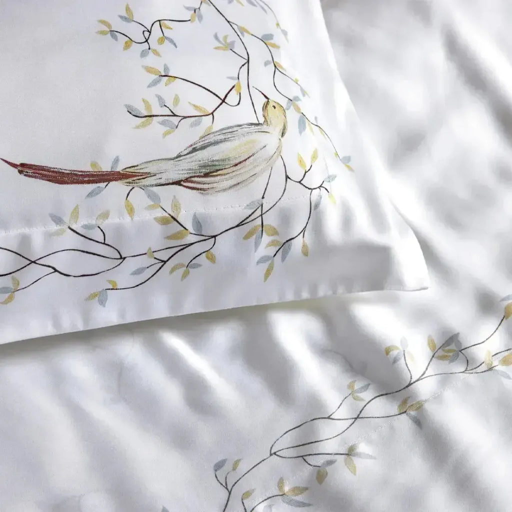 Jogo de Cama Queen Uccelli 4 Pçs 300 Fios Cetim 100% Bambu Trussardi