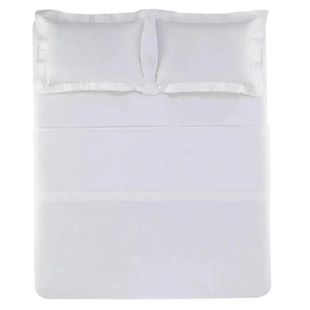 Jogo de Cama Queen Vasari 4 Pçs 100% Linho Branco Trussardi