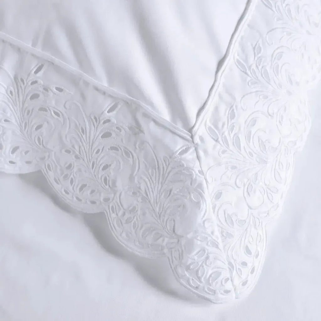 Jogo de Cama Queen Bargello 4 Pçs 300 Fios Cetim 100% Algodão Egípcio Branco Trussardi
