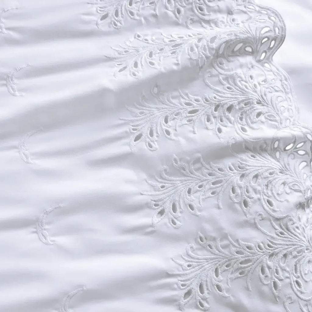 Jogo de Cama Queen Bargello 4 Pçs 300 Fios Cetim 100% Algodão Egípcio Branco Trussardi