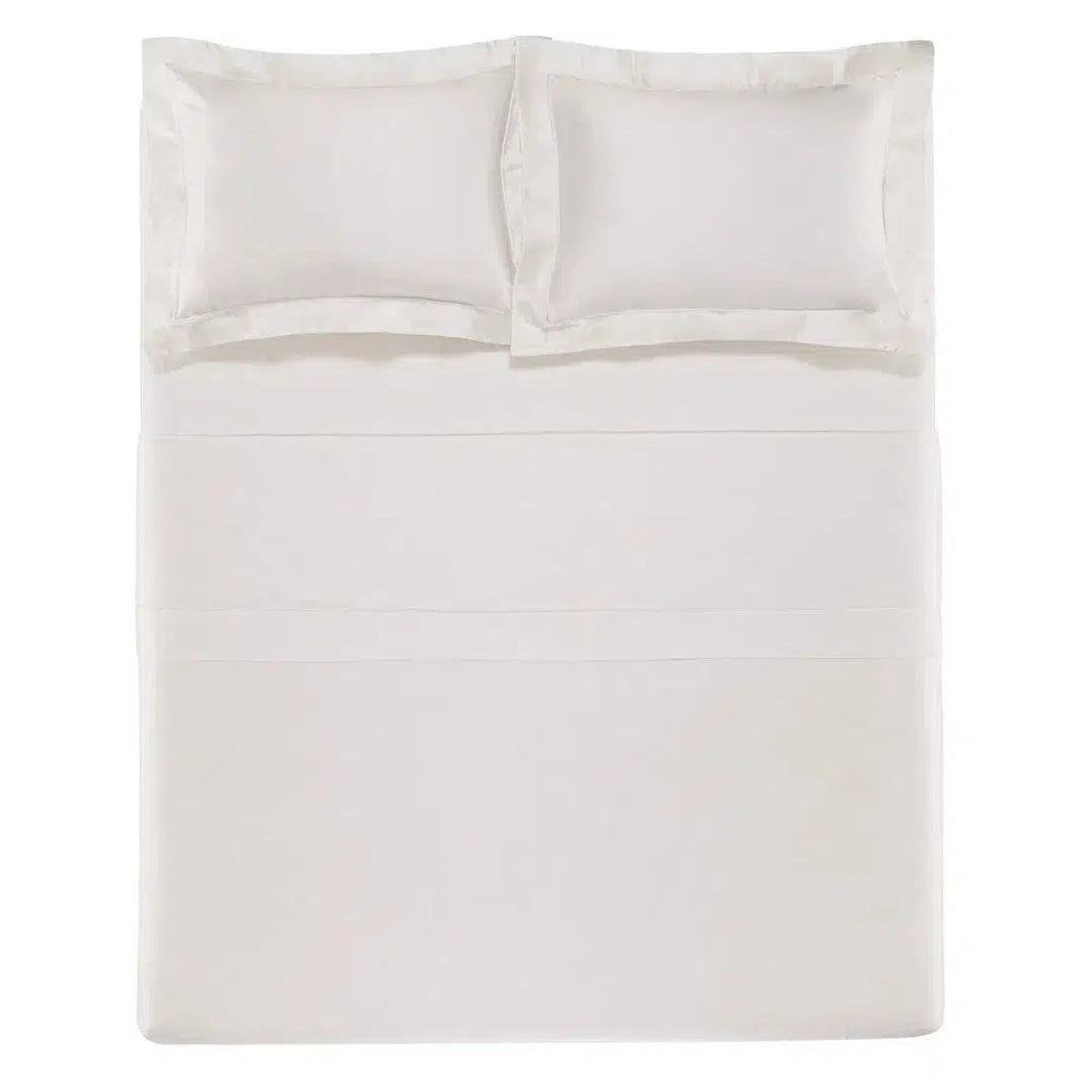 Jogo de Cama King Dominicani 4 Pçs 600 Fios Cetim 100% Algodão Egípcio Branco Trussardi