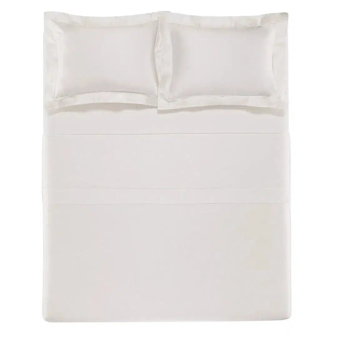 Jogo de Cama King Dominicani 4 Pçs 600 Fios Cetim 100% Algodão Egípcio Branco Trussardi