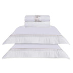 Jogo de Cama Queen Flora 4 Pçs 300 Fios Cetim 100% Algodão Egípcio Branco Trussardi