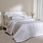 Jogo de Cama Queen Flora 4 Pçs 300 Fios Cetim 100% Algodão Egípcio Branco Trussardi