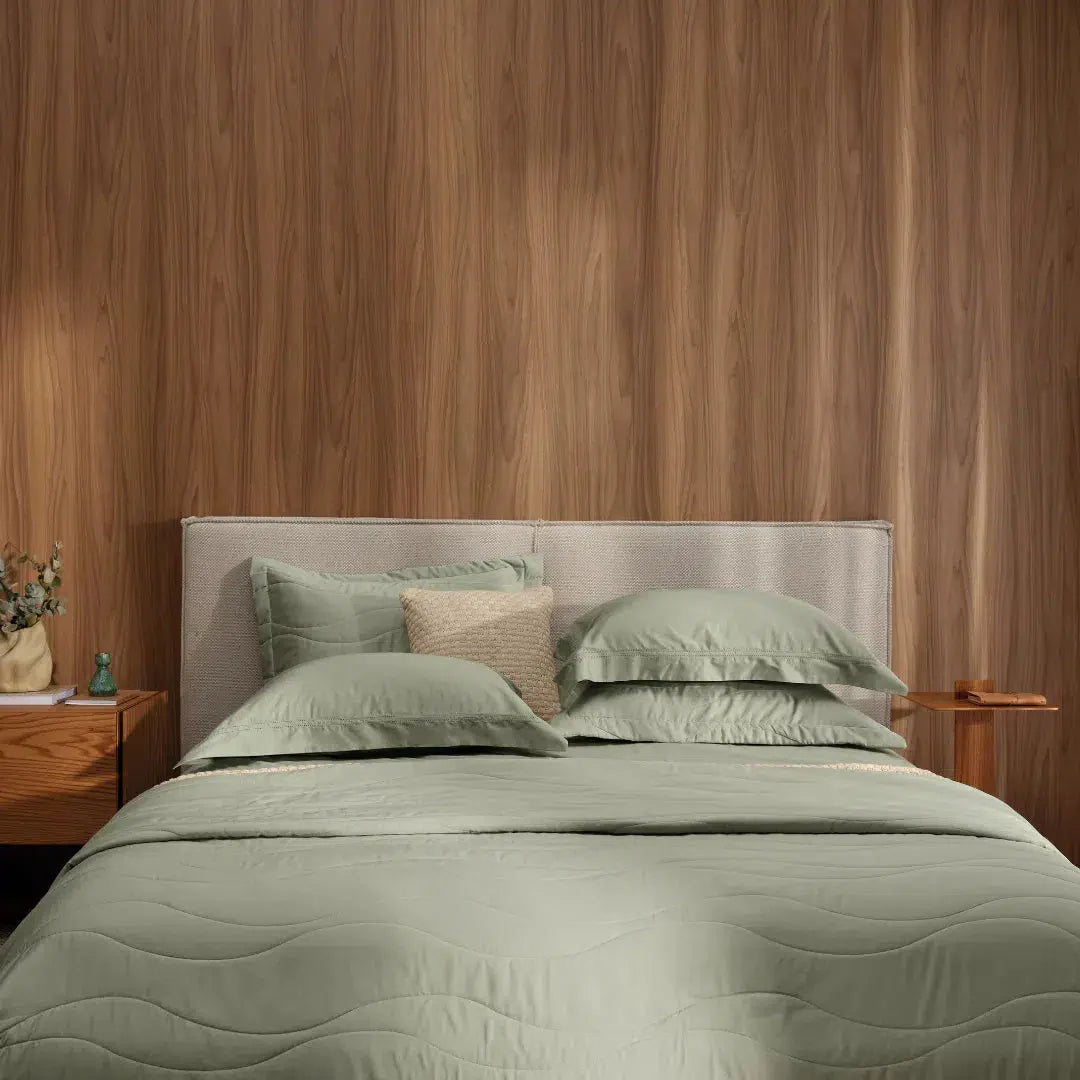 Jogo de Cama Casal Galieno 4 Pçs 300 Fios Cetim 100% Algodão Egípcio Pistacchio Trussardi
