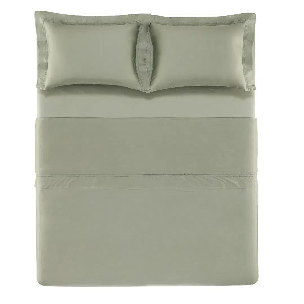Jogo de Cama Casal Galieno 4 Pçs 300 Fios Cetim 100% Algodão Egípcio Pistacchio Trussardi