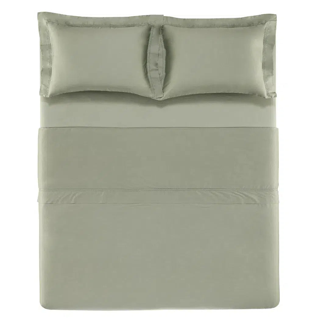 Jogo de Cama Casal Galieno 4 Pçs 300 Fios Cetim 100% Algodão Egípcio Pistacchio Trussardi