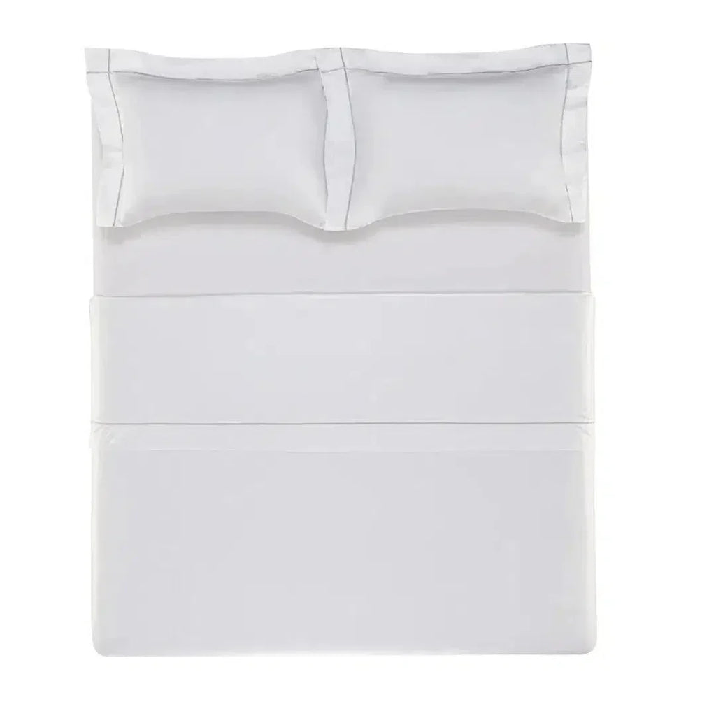Jogo de Cama Casal Girelli 4 Pçs 300 Fios 100% Bambu Branco / Platino Trussardi