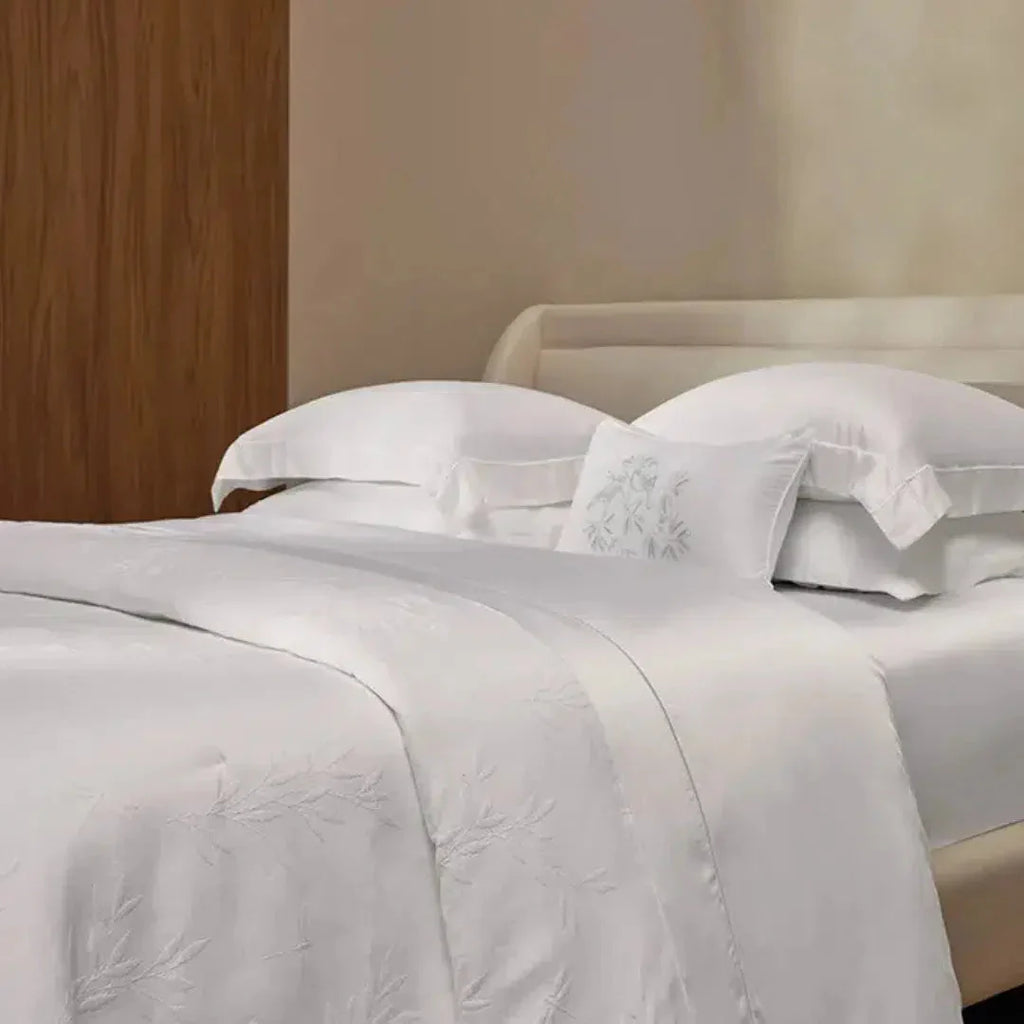 Jogo de Cama Queen Girelli 4 Pçs 300 Fios 100% Bambu Branco Trussardi