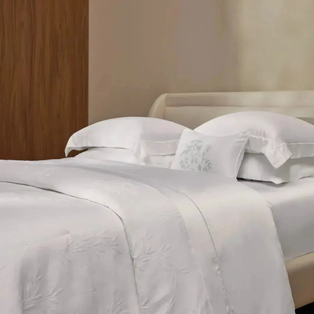 Jogo de Cama Queen Girelli 4 Pçs 300 Fios 100% Bambu Branco Trussardi