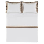 Jogo de Cama Queen Giuliano 4 Pçs 300 Fios Cetim 100% Algodão Egípcio Legno / Nocciola Trussardi
