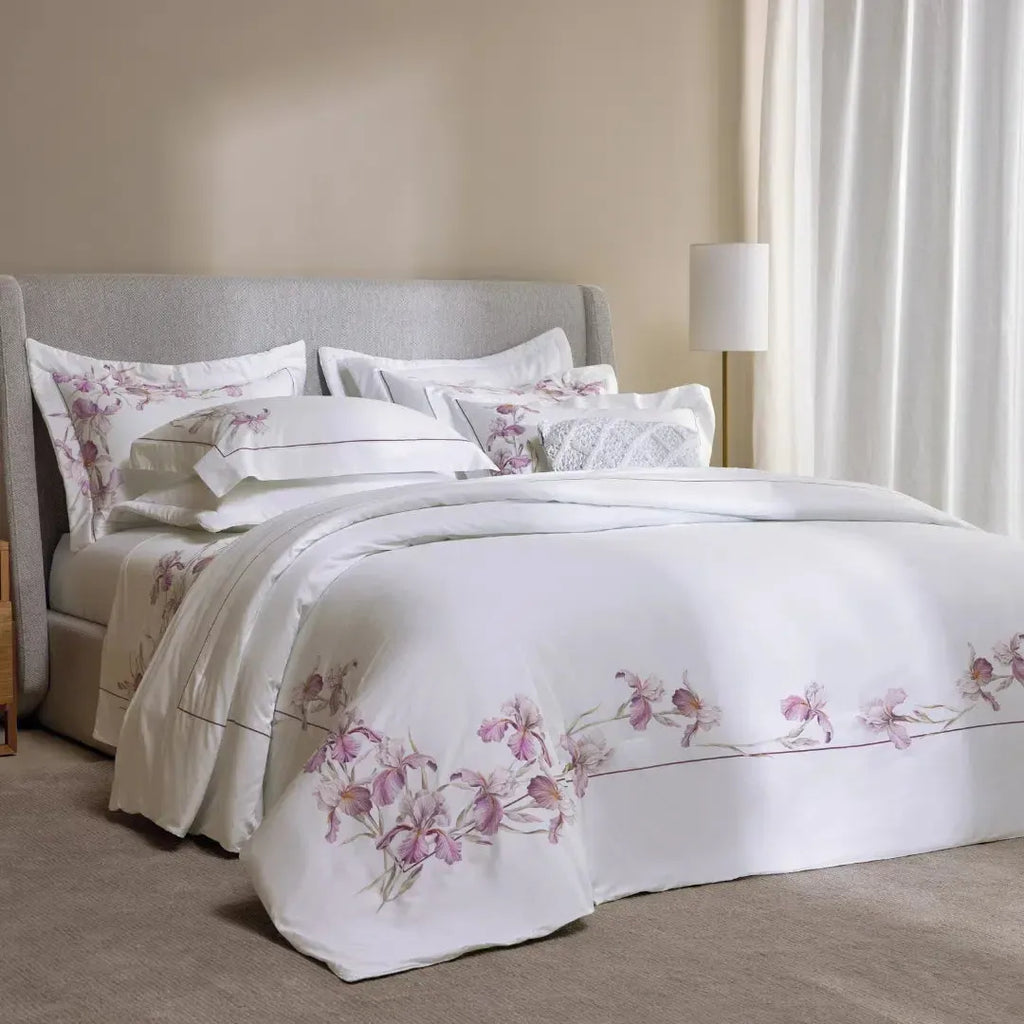 Jogo de Cama Queen Le Iris 4 Pçs 300 Fios Cetim 100% Algodão Egípcio Trussardi