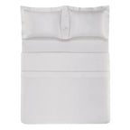Jogo de Cama Queen Matheus 4 Pçs 1000 Fios Cetim 100% Algodão Egípcio Branco / Platino Trussardi