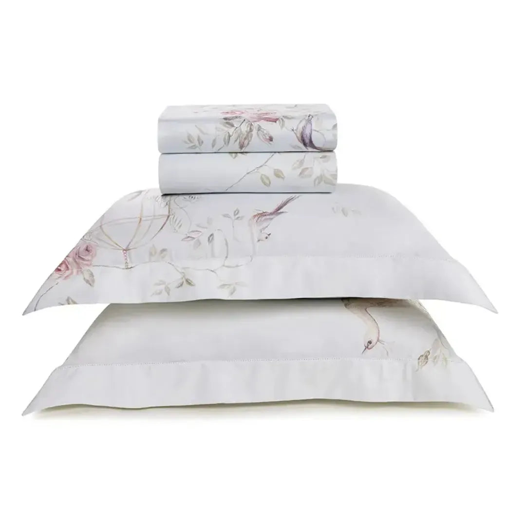 Jogo de Cama King Pavoniere 4 Pçs 300 Fios Cetim 100% Algodão Egípcio Trussardi
