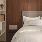 Jogo de Cama Casal Portello 4 Pçs 300 Fios 100% Algodão Egípcio Branco / Legno Trussardi