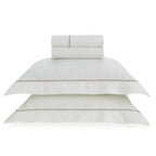Jogo de Cama Casal Portello 4 Pçs 300 Fios 100% Algodão Egípcio Branco / Legno Trussardi