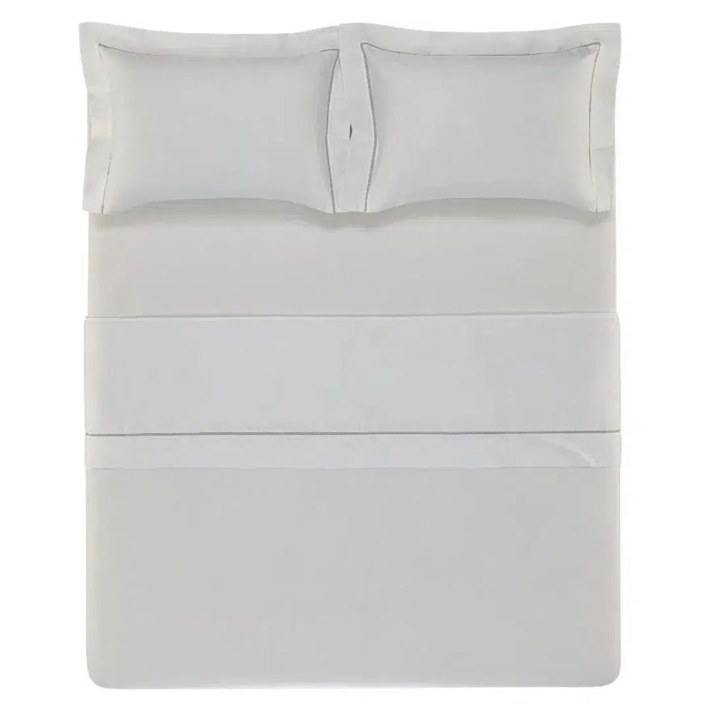 Jogo de Cama Casal Portello 4 Pçs 300 Fios 100% Algodão Egípcio Branco / Legno Trussardi