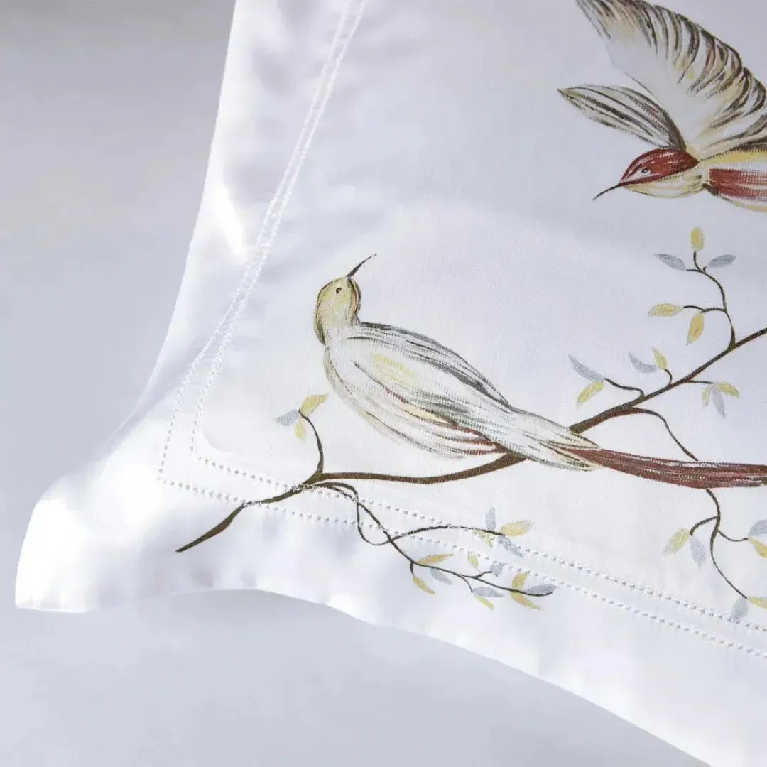 Jogo de Cama Queen Uccelli 4 Pçs 300 Fios Cetim 100% Bambu Trussardi
