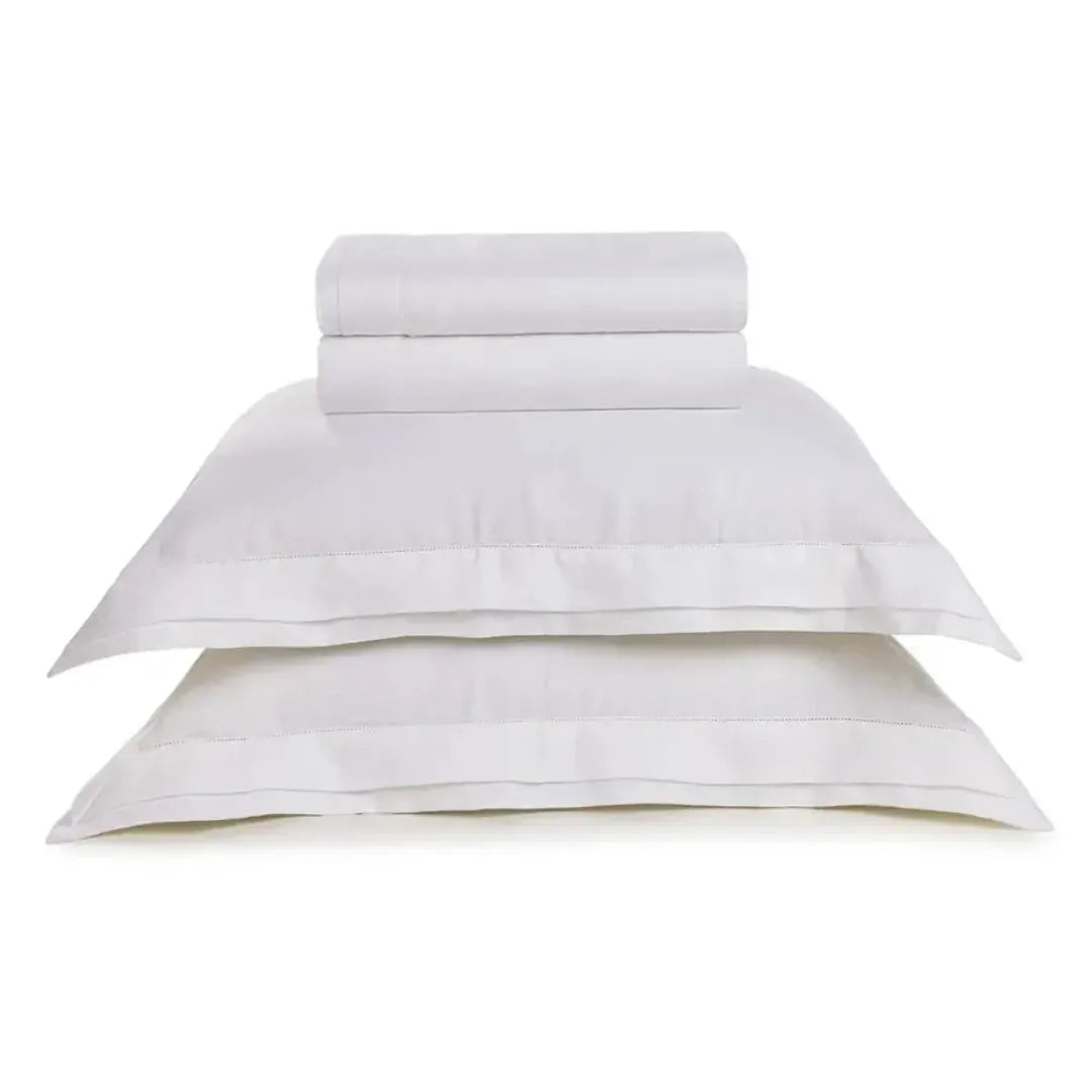 Jogo de Cama Queen Vasari 4 Pçs 100% Linho Branco Trussardi