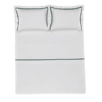 Jogo de Cama Queen Vercelli 4 Pçs 300 Fios 100% Algodão Egípcio Branco / Azul Mare Trussardi