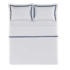 Jogo de Cama Queen Vercelli 4 Pçs 300 Fios 100% Algodão Egípcio Branco / Azul Siciliano Trussardi
