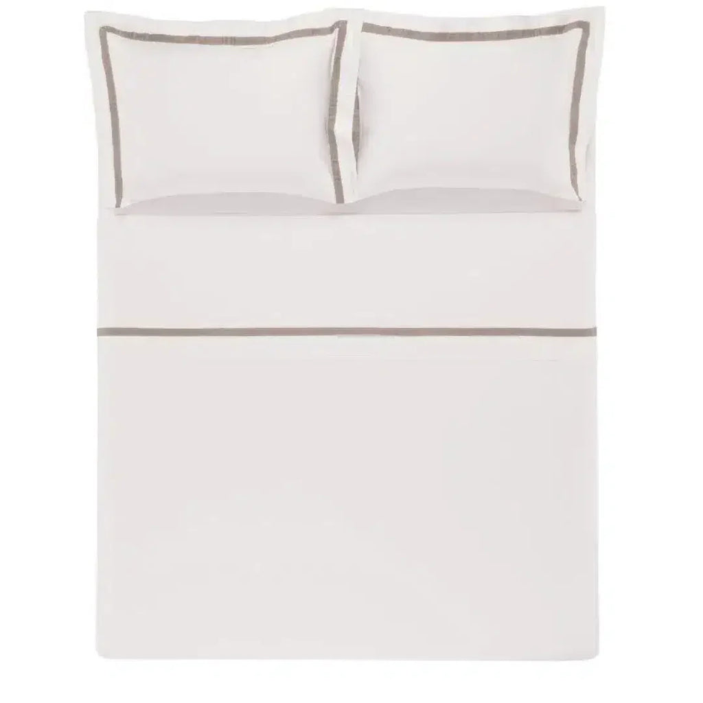 Jogo de Cama King Vercelli 4 Pçs 300 Fios 100% Algodão Egípcio Branco / Nocciola Trussardi