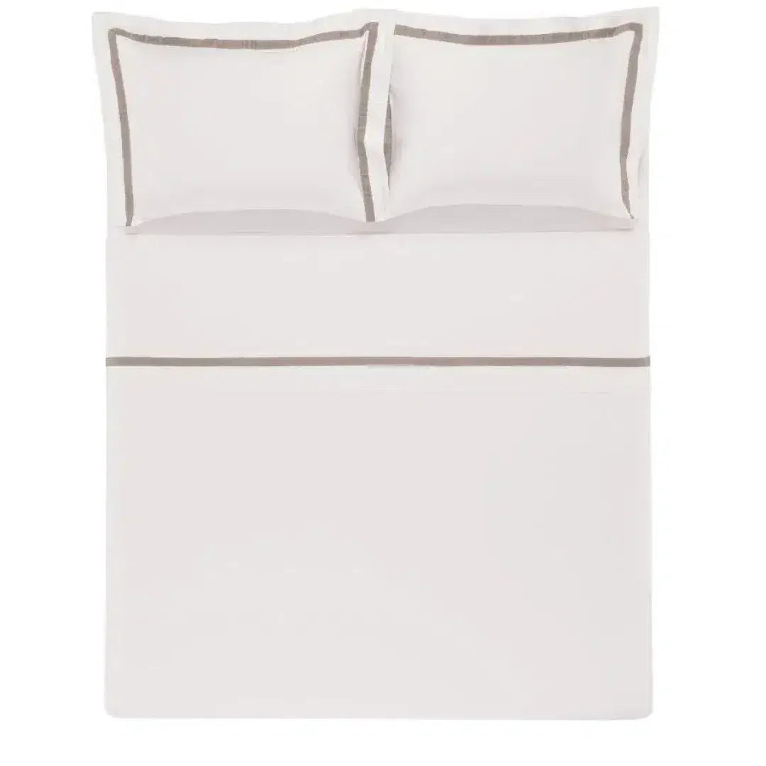 Jogo de Cama King Vercelli 4 Pçs 300 Fios 100% Algodão Egípcio Branco / Nocciola Trussardi