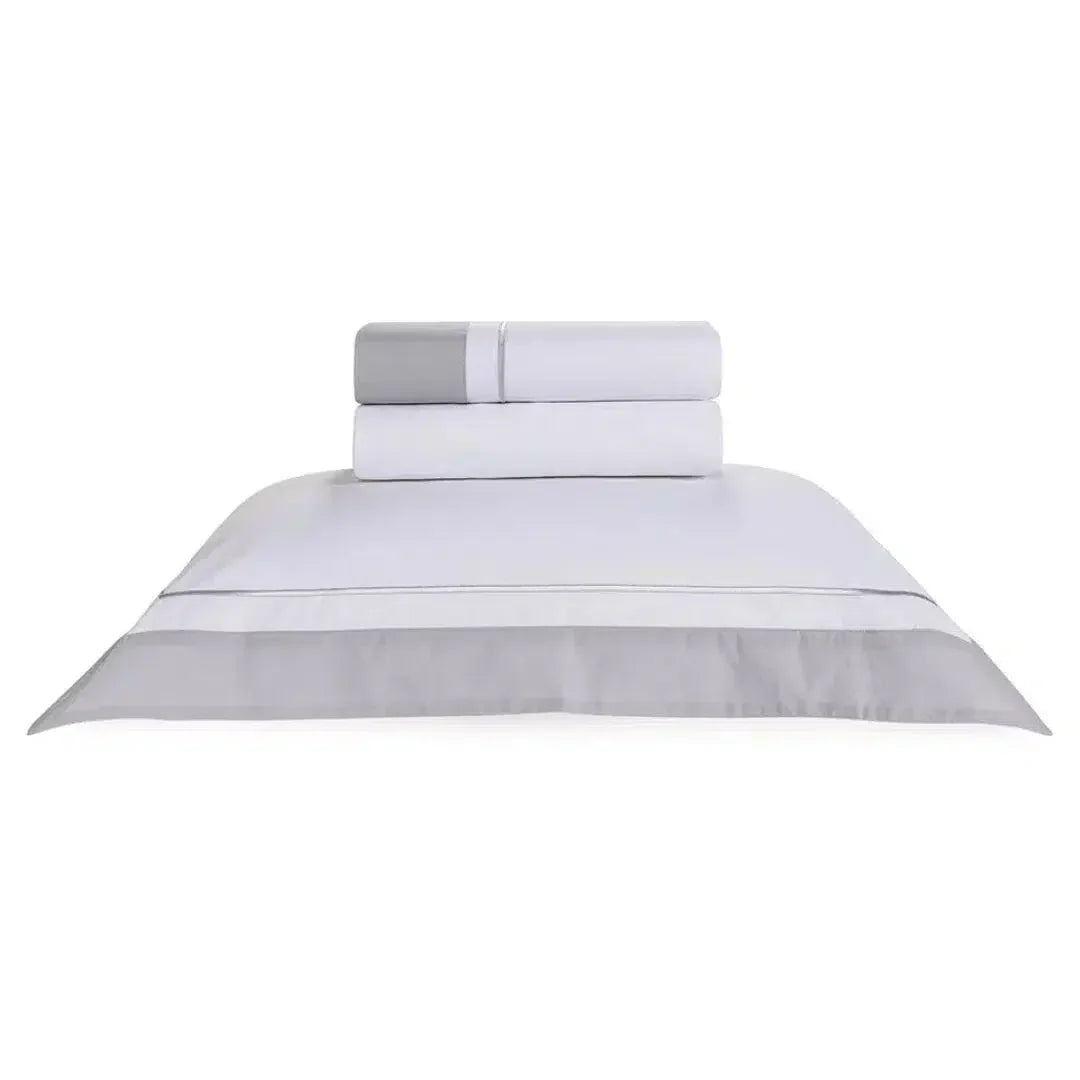 Jogo de Cama Solteiro Fiesole 3 Pçs 200 Fios Percal 100% Algodão Branco / Gelo Trussardi
