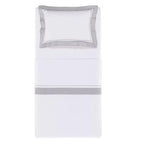 Jogo de Cama Solteiro Fiesole 3 Pçs 200 Fios Percal 100% Algodão Branco / Gelo Trussardi