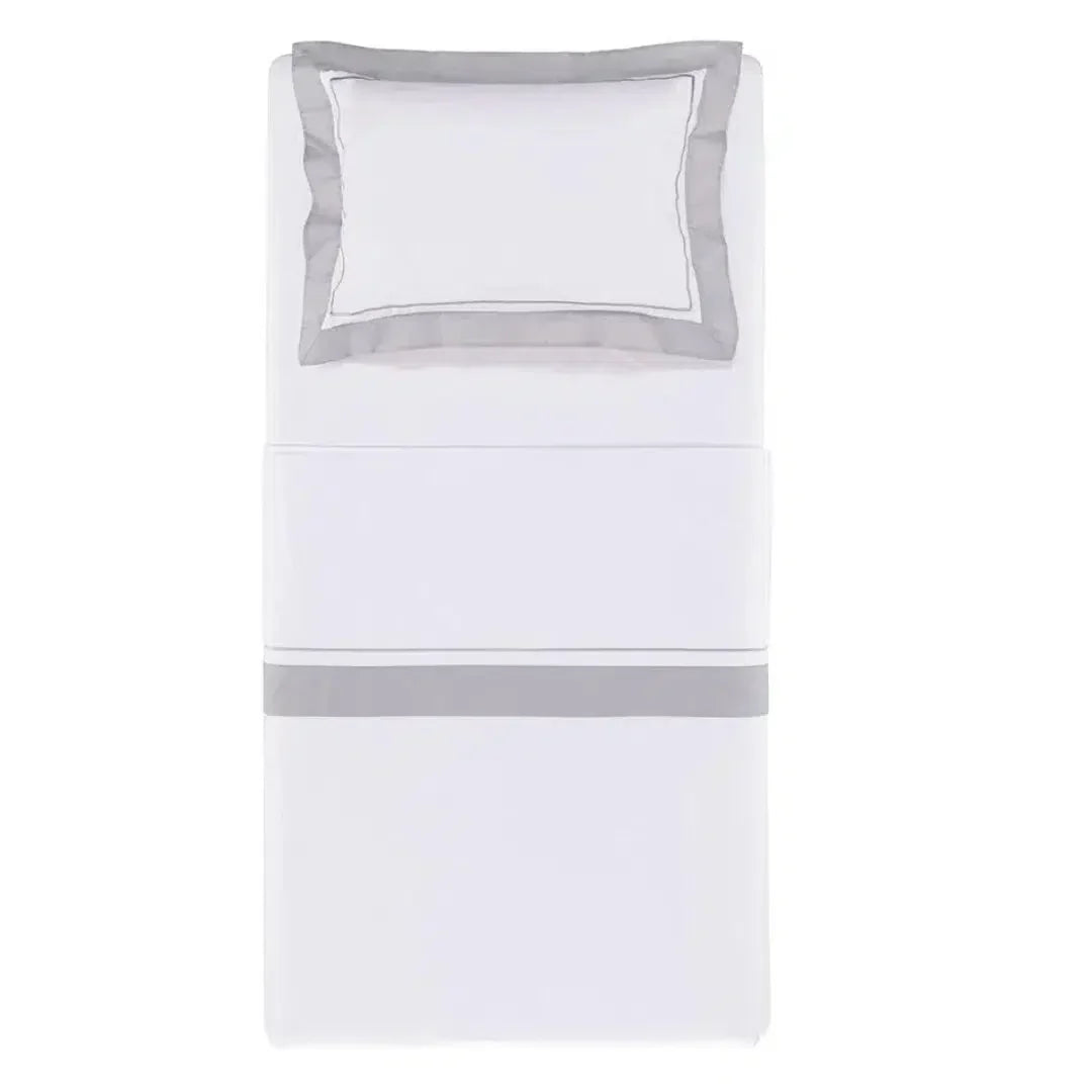 Jogo de Cama Solteiro Fiesole 3 Pçs 200 Fios Percal 100% Algodão Branco / Gelo Trussardi