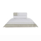 Jogo de Cama Solteiro Fiesole 4 Pçs 200 Fios 100% Algodão Branco / Grigio Trussardi