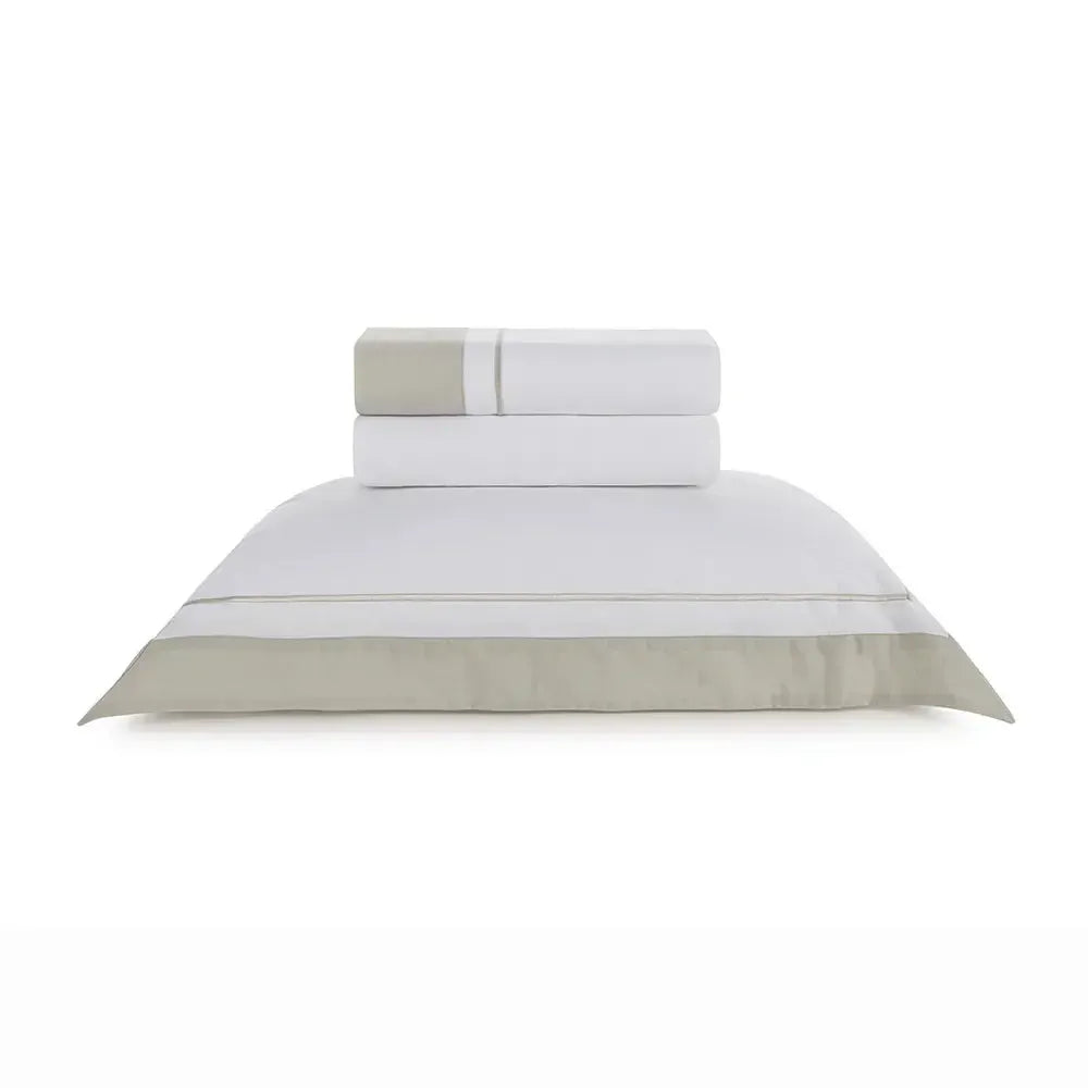 Jogo de Cama Solteiro Fiesole 4 Pçs 200 Fios 100% Algodão Branco / Grigio Trussardi