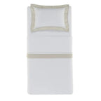 Jogo de Cama Solteiro Fiesole 4 Pçs 200 Fios 100% Algodão Branco / Grigio Trussardi