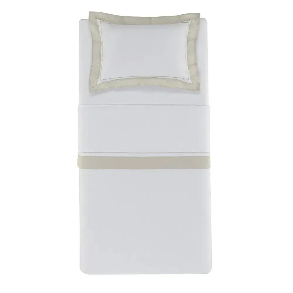 Jogo de Cama Solteiro Fiesole 4 Pçs 200 Fios 100% Algodão Branco / Grigio Trussardi