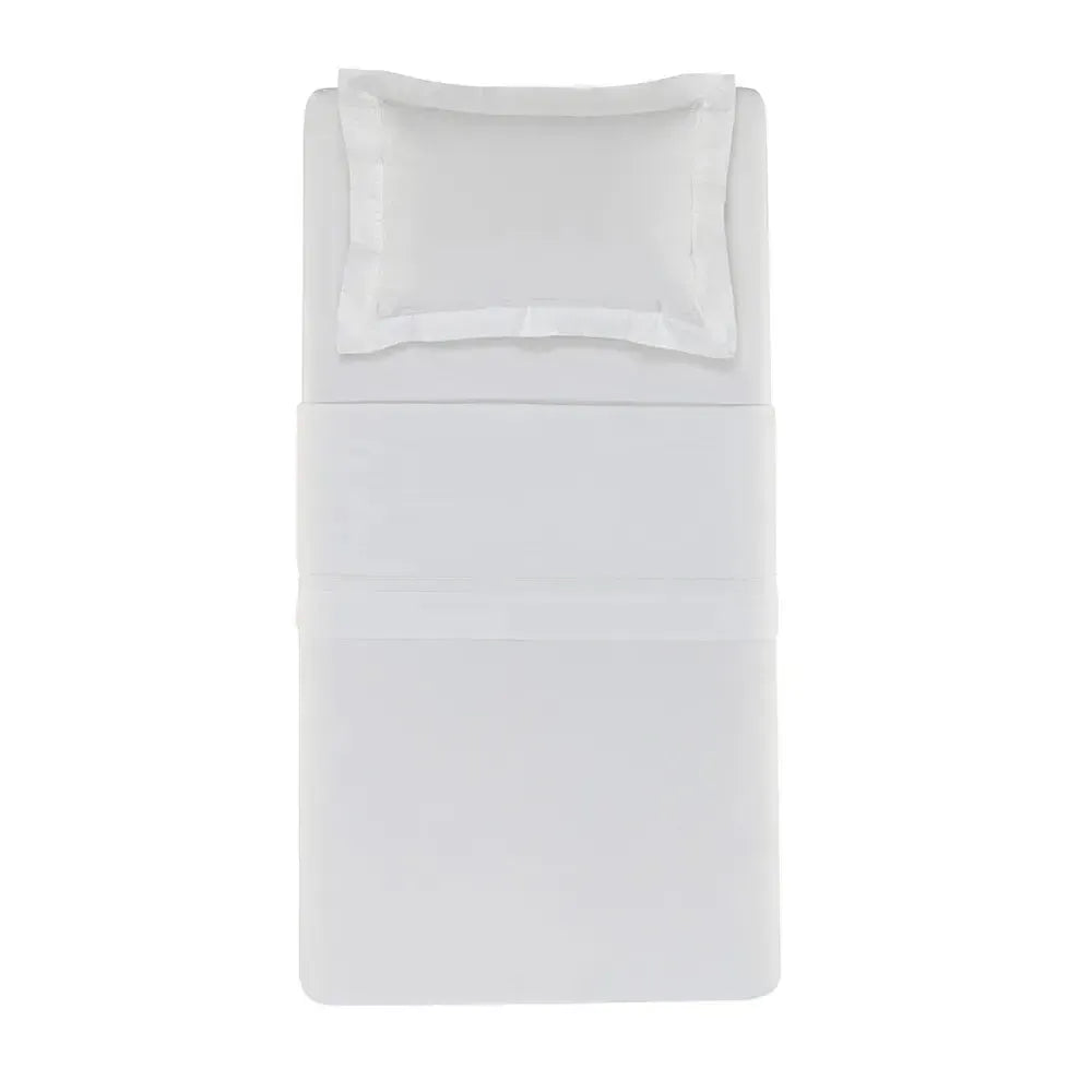 Jogo de Cama Solteiro Fiesole 4 Pçs 200 Fios 100% Algodão Branco Trussardi