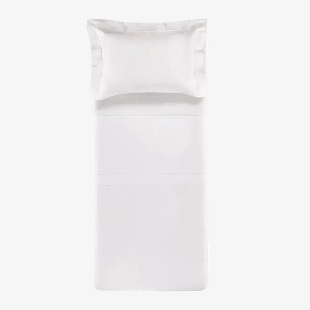 Jogo de Cama Solteiro Galieno 3 Pçs 300 Fios Cetim 100% Algodão Egípcio Branco Trussardi