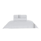 Jogo de Cama Solteiro Menfi 4 Pçs 200 Fios 100% Algodão Branco / Cinza Trussardi